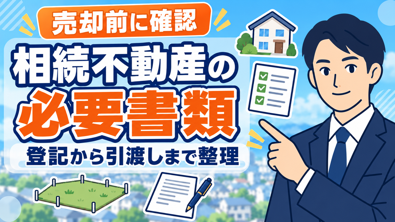 相続不動産の売却に必要な書類を解説するイラスト
